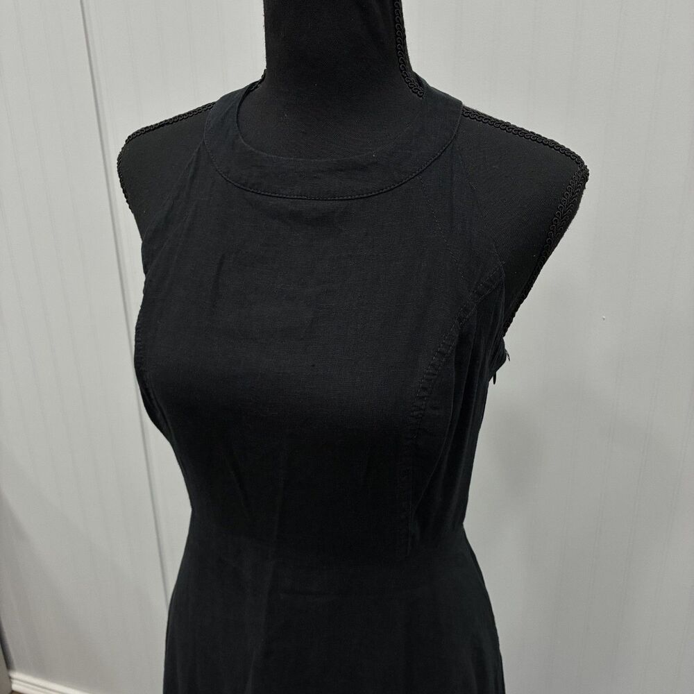 Anthropologie Women's Size 12 Black Linen Blend Halter Neck Midi Dress Timeless - Picture 4 of 9